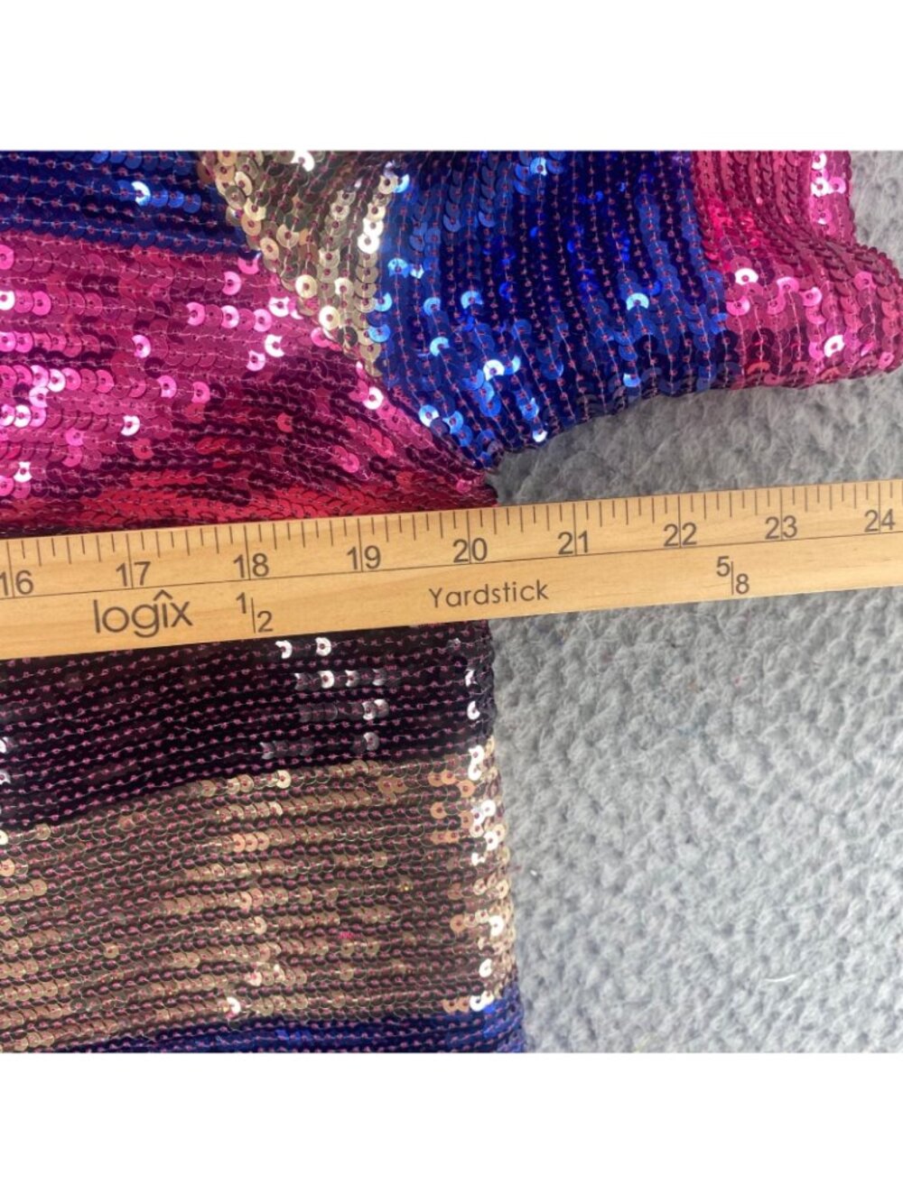 Tracee Ellis Ross Top Womens Extra Large Purple Multi Stripe Sequin Crop Party - Picture 8 of 10